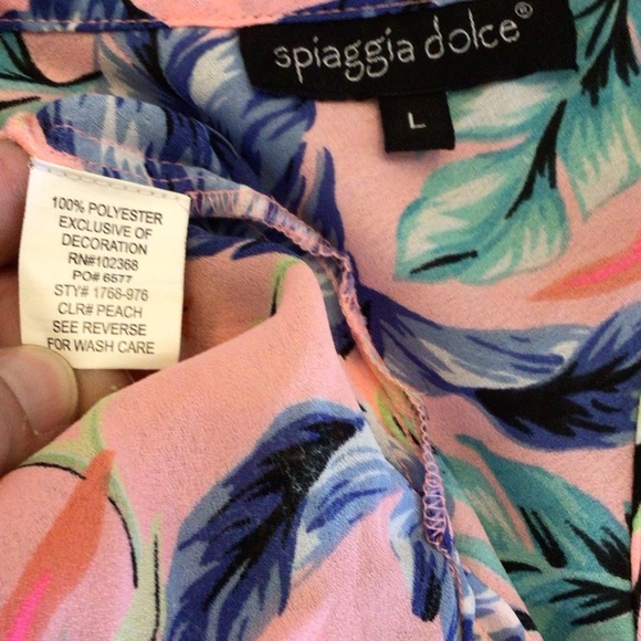 Spiaggia Dolce Womens Pink Leaf Print Tropical Sleeveless Romper Size Large - Picture 4 of 4